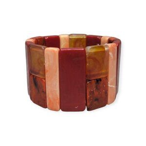 Statement Warm Tone Plastic Elastic Bracelet